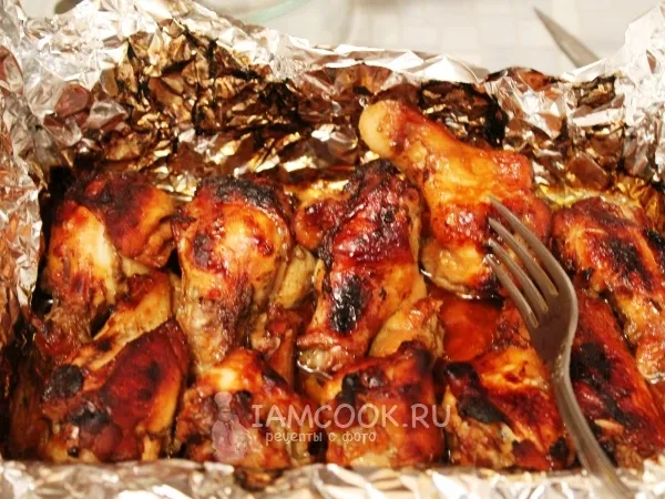 Фото блюда: Куриные крылья в ткемалево-медовом маринаде