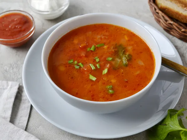 Фото блюда: Томатный суп с перловкой