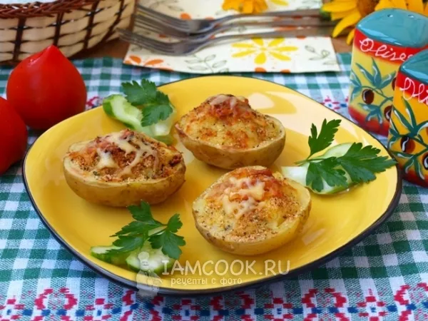 Фото блюда: Запечённый картофель, фаршированный сыром