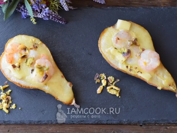 Фото блюда: Груши, запеченные с креветками и сыром