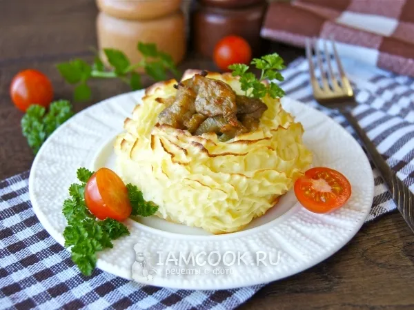 Фото блюда: Картофельные гнезда с грибами