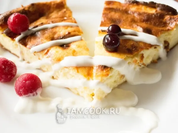 Фото блюда: Творожная запеканка со сгущенкой