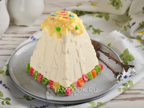 Фото блюда: Творожная пасха с белым шоколадом (без выпечки)