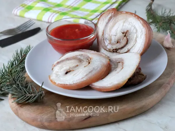 Фото блюда: Рулет из пузанины в рукаве