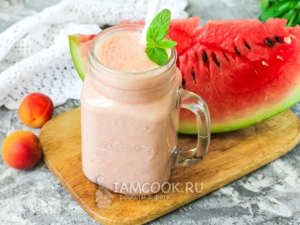 Фото блюда: Смузи из арбуза, абрикосов и кефира