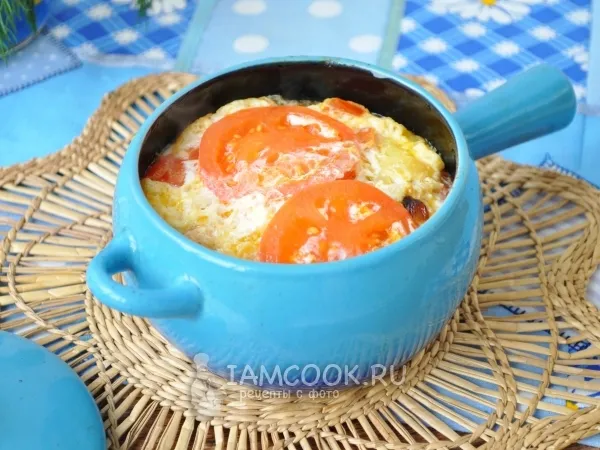 Фото блюда: Омлет с горбушей в духовке (в горшочке)