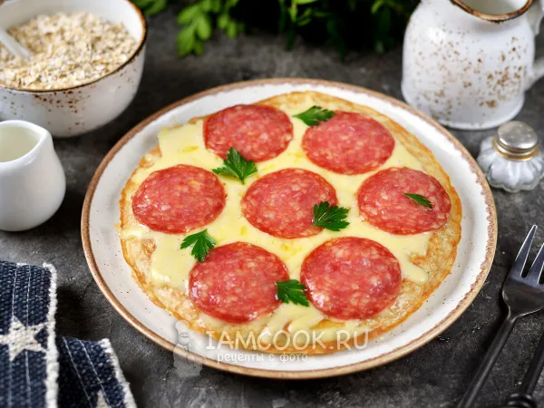 Фото блюда: Овсяноблин с колбасой и сыром