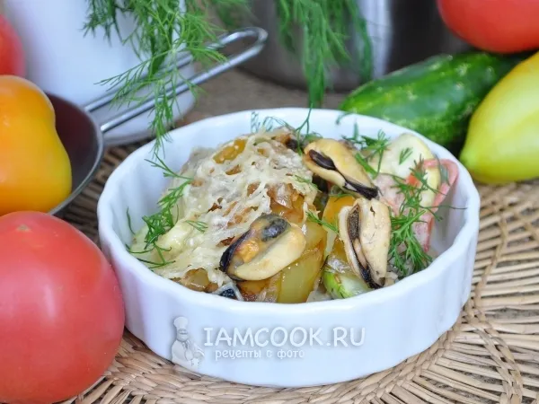 Фото блюда: Запеканка из кабачков с мидиями