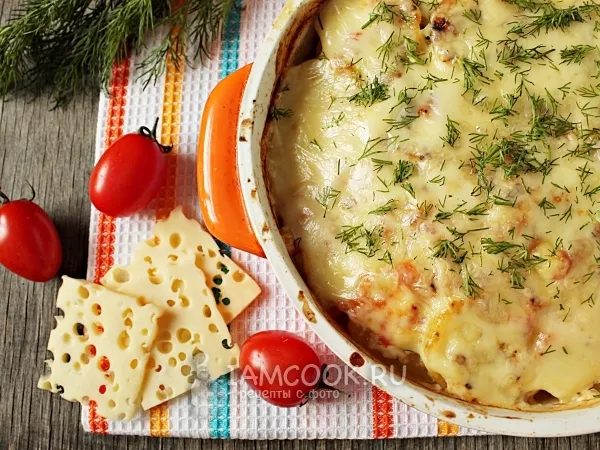 Фото блюда: Картошка с мясом и сыром в духовке