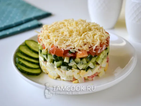 Фото блюда: Салат «Безумный» с крабовыми палочками