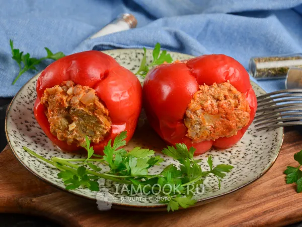 Фото блюда: Фаршированные перцы с гречкой и фаршем