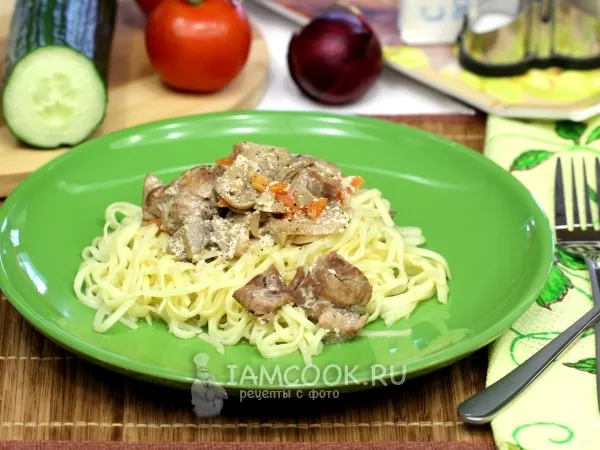 Фото блюда: Мясо с грибами в мультиварке