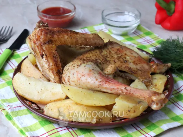 Фото блюда: Петух с картошкой в духовке