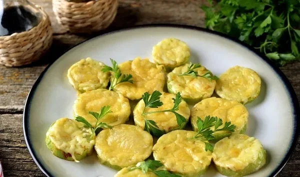 Фото блюда: Кабачки кольцами с сыром в духовке