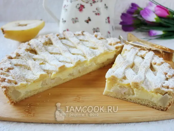 Фото блюда: Пирог с грушами и заварным кремом