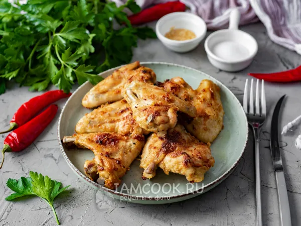 Фото блюда: Куриные крылья с хрустящей корочкой в духовке