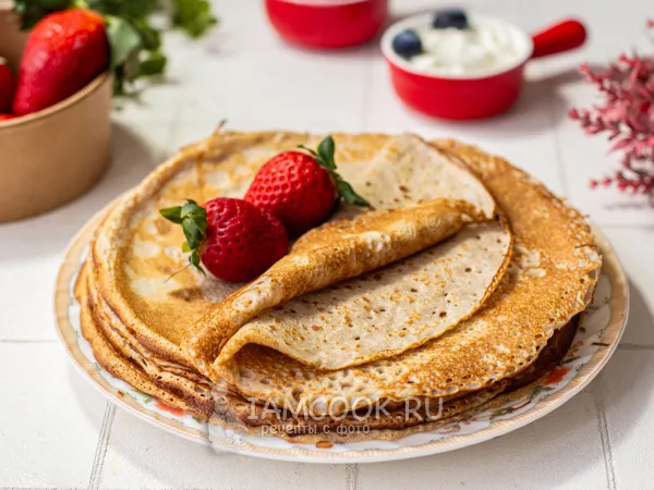 Фото блюда: ПП блины из муки зеленой гречки