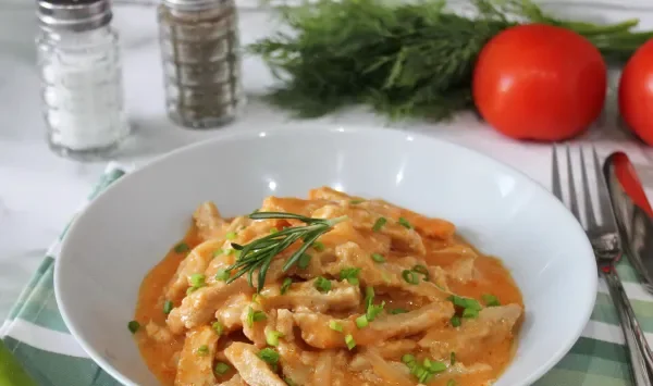 Фото блюда: Бефстроганов из соевого мяса