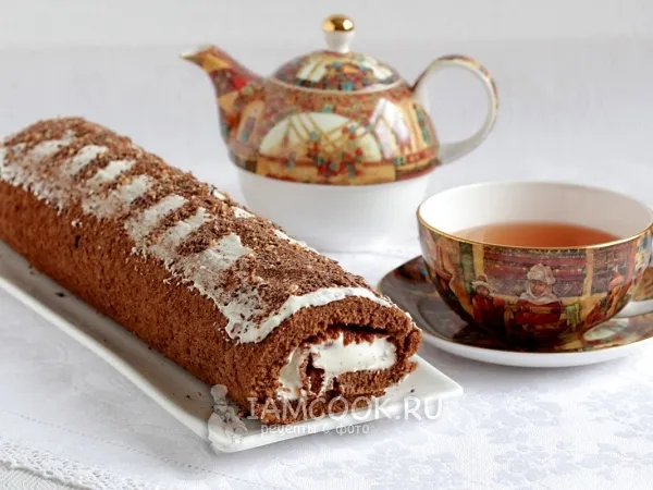 Фото блюда: Шоколадный рулет с кремом