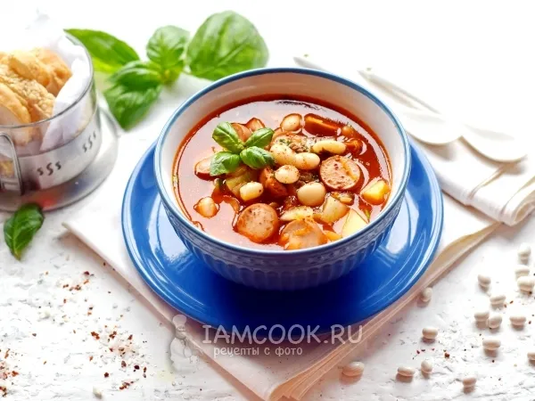 Фото блюда: Фасолевый суп с сосисками