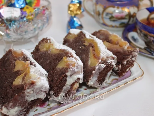 Фото блюда: Шоколадный манник с яблоками