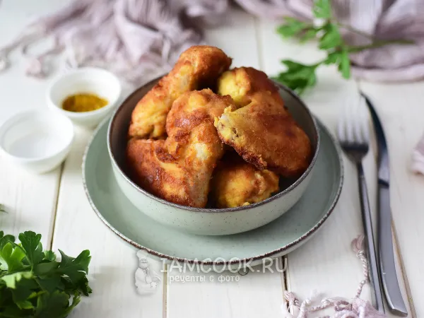 Фото блюда: Куриные крылышки в панировке на сковороде