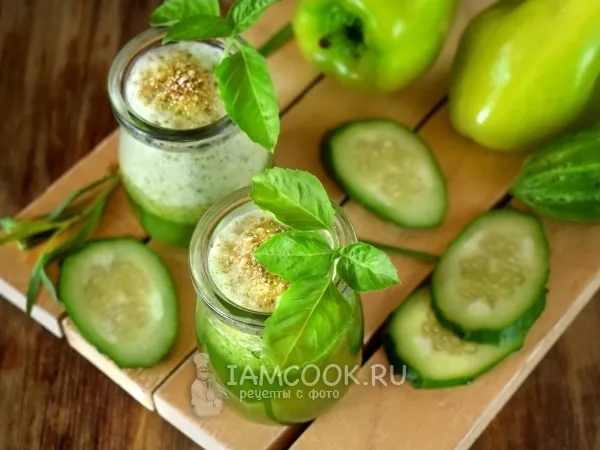 Фото блюда: Зеленый коктейль с огурцом и перцем