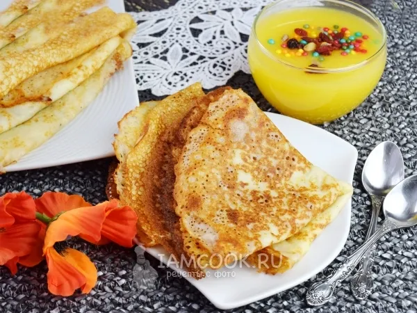 Фото блюда: Тонкие блины на кефире, с дырочками