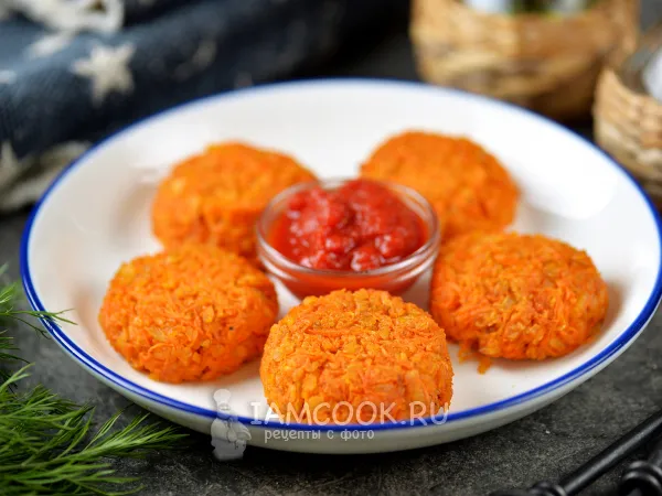 Фото блюда: Постные морковные котлеты с овсянкой