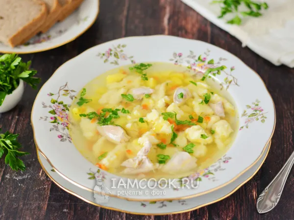 Фото блюда: Куриный суп с картофельными клецками