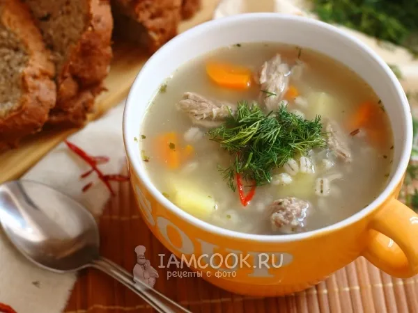 Фото блюда: Суп из перловки с мясом