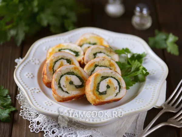 Фото блюда: Рулет из индейки со шпинатом