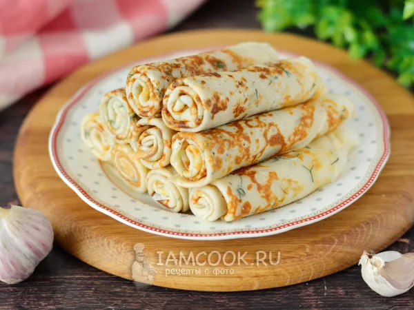 Фото блюда: Блины с чесноком в тесте