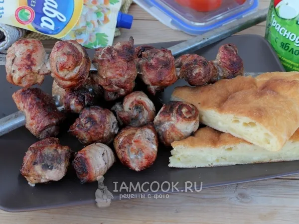 Фото блюда: Шашлык из свинины в виде рулетиков