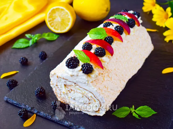 Фото блюда: Меренговый рулет с лимонным курдом