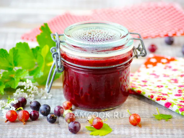 Фото блюда: Соус из крыжовника к мясу на зиму