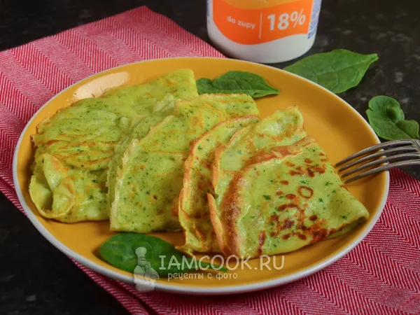 Фото блюда: Блины со шпинатом и сыром