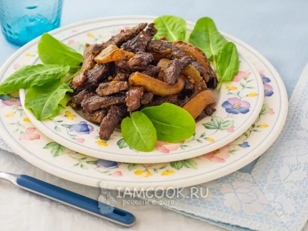 Фото блюда: Жареные огурцы с говядиной