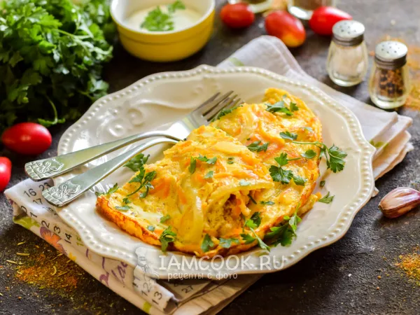 Фото блюда: Омлет с морковью и луком
