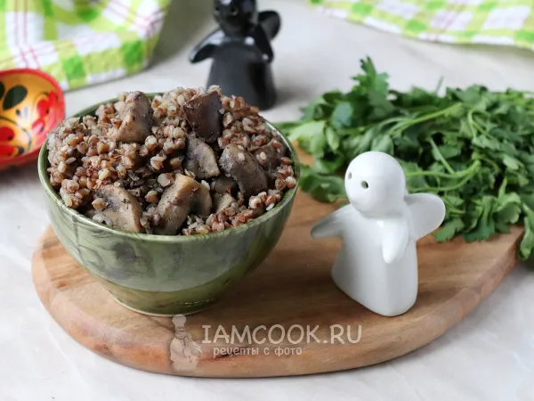 Фото блюда: Гречка с куриной печенью и грибами