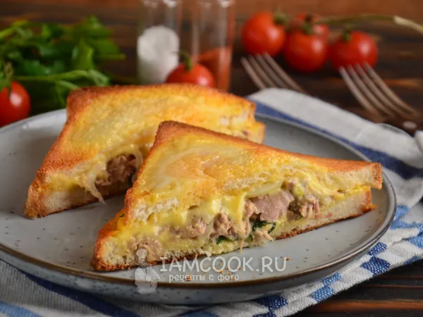 Фото блюда: Мелт с тунцом (горячий закрытый сэндвич)