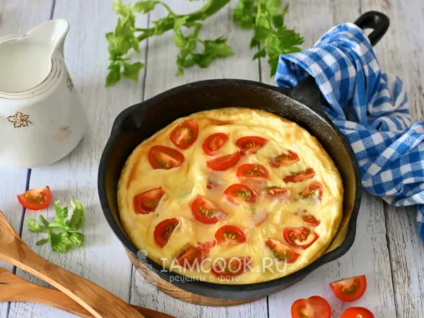 Фото блюда: Омлет с помидорами черри