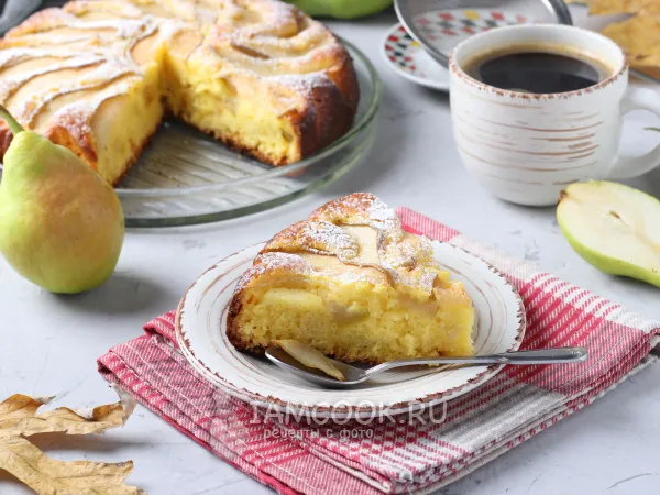 Фото блюда: Пирог с грушами на кефире