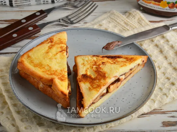 Фото блюда: Тосты с нутеллой и бананом