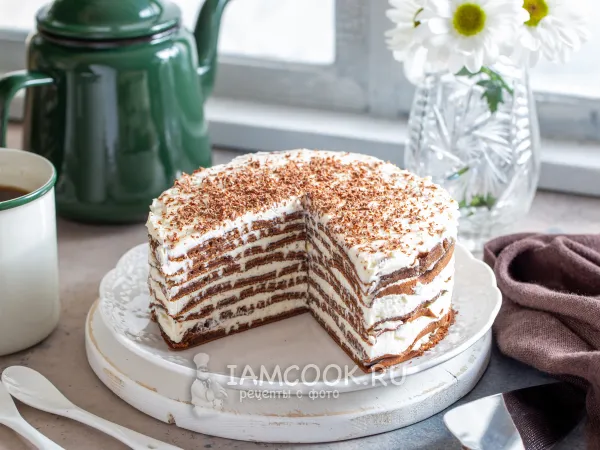 Фото блюда: Шоколадный блинный торт с маскарпоне