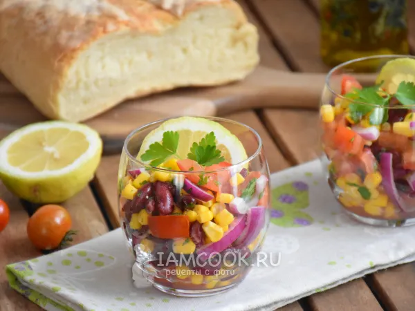 Фото блюда: Мексиканский салат с фасолью и кукурузой