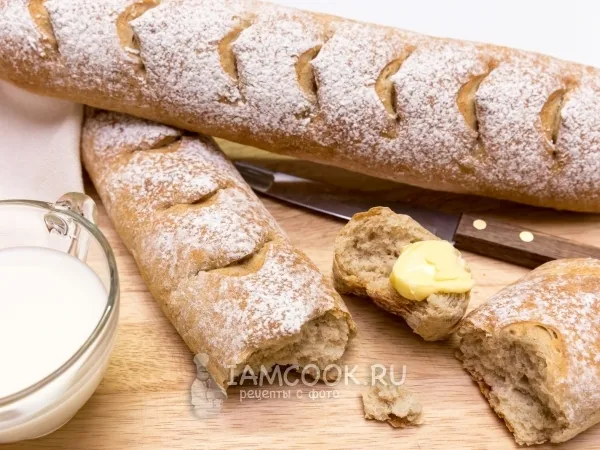 Фото блюда: Багеты с цельнозерновой мукой и отрубями
