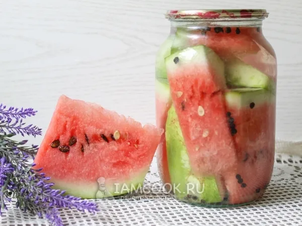 Фото блюда: Маринованные арбузы в банках на зиму (с уксусом)