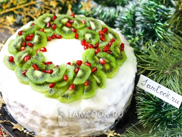 Фото блюда: Шоколадный рождественский торт со сметанным кремом