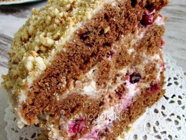 Фото блюда: Торт со сметанным кремом и брусникой